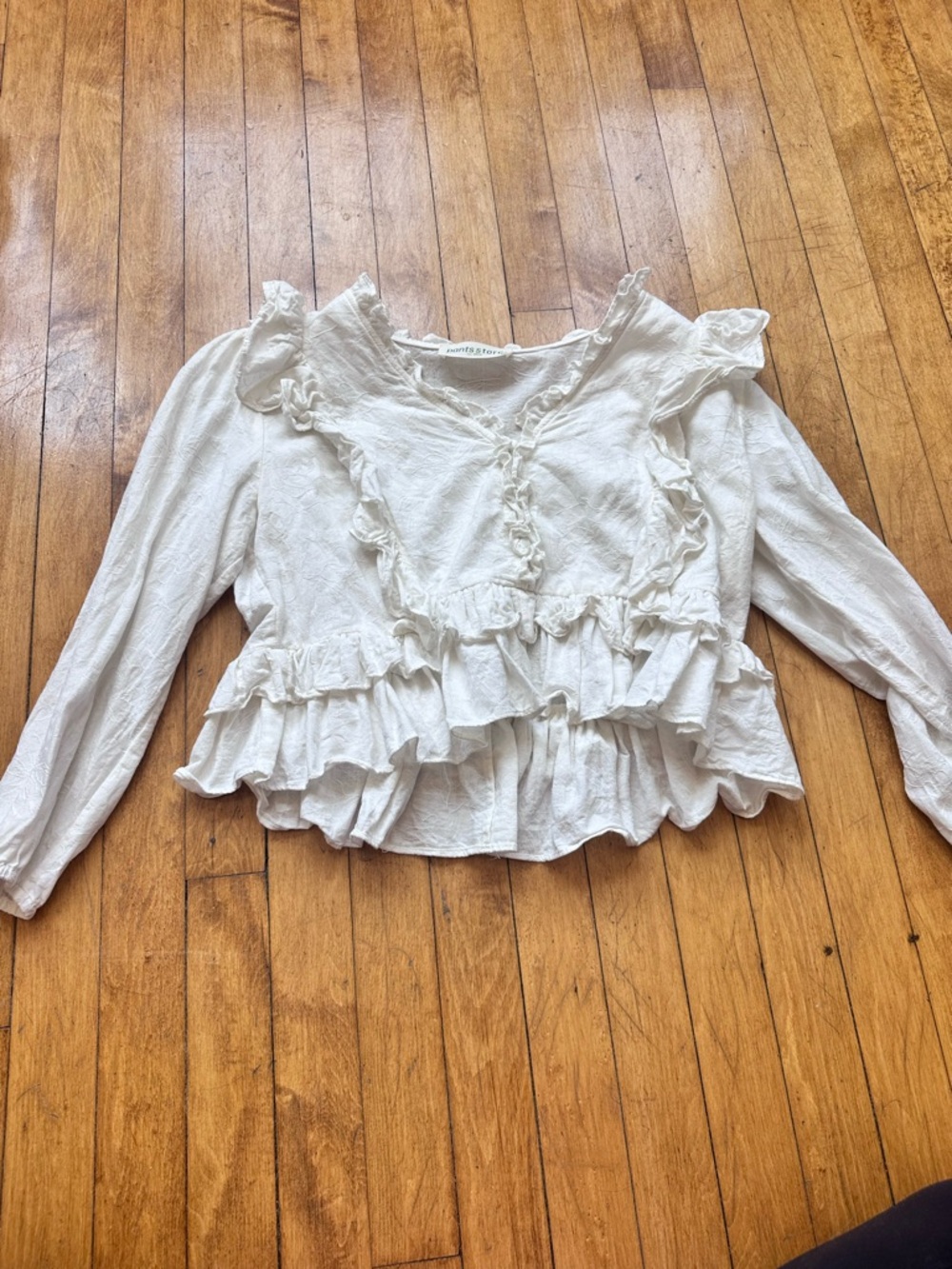 Light Cream Ruffle Blouse - pants store